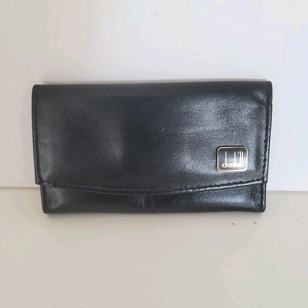 Dunhill Key Case Hooks Holder Wallet Logo Black Trifold Designer Vintage English